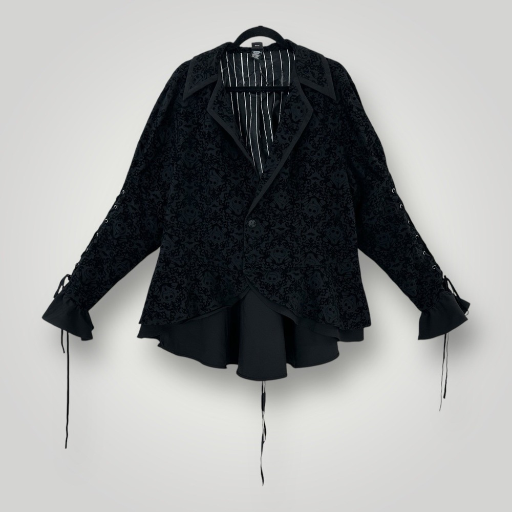 Disney Nightmare Before Christmas Dress Coat Womans 3XL Black Velvet Burnout